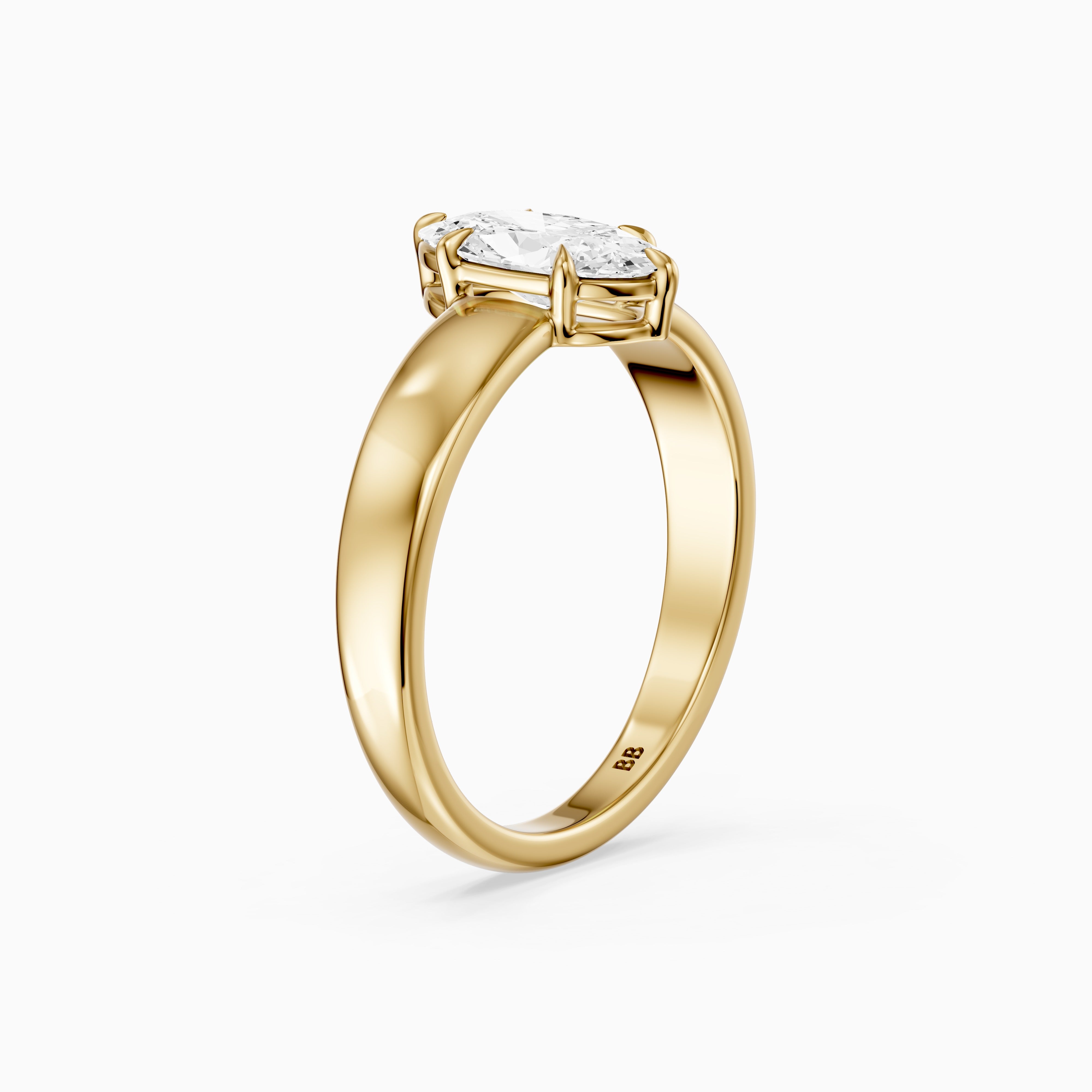 Cerys Moval Moissanite Diamond Solitaire Ring with Wide Band