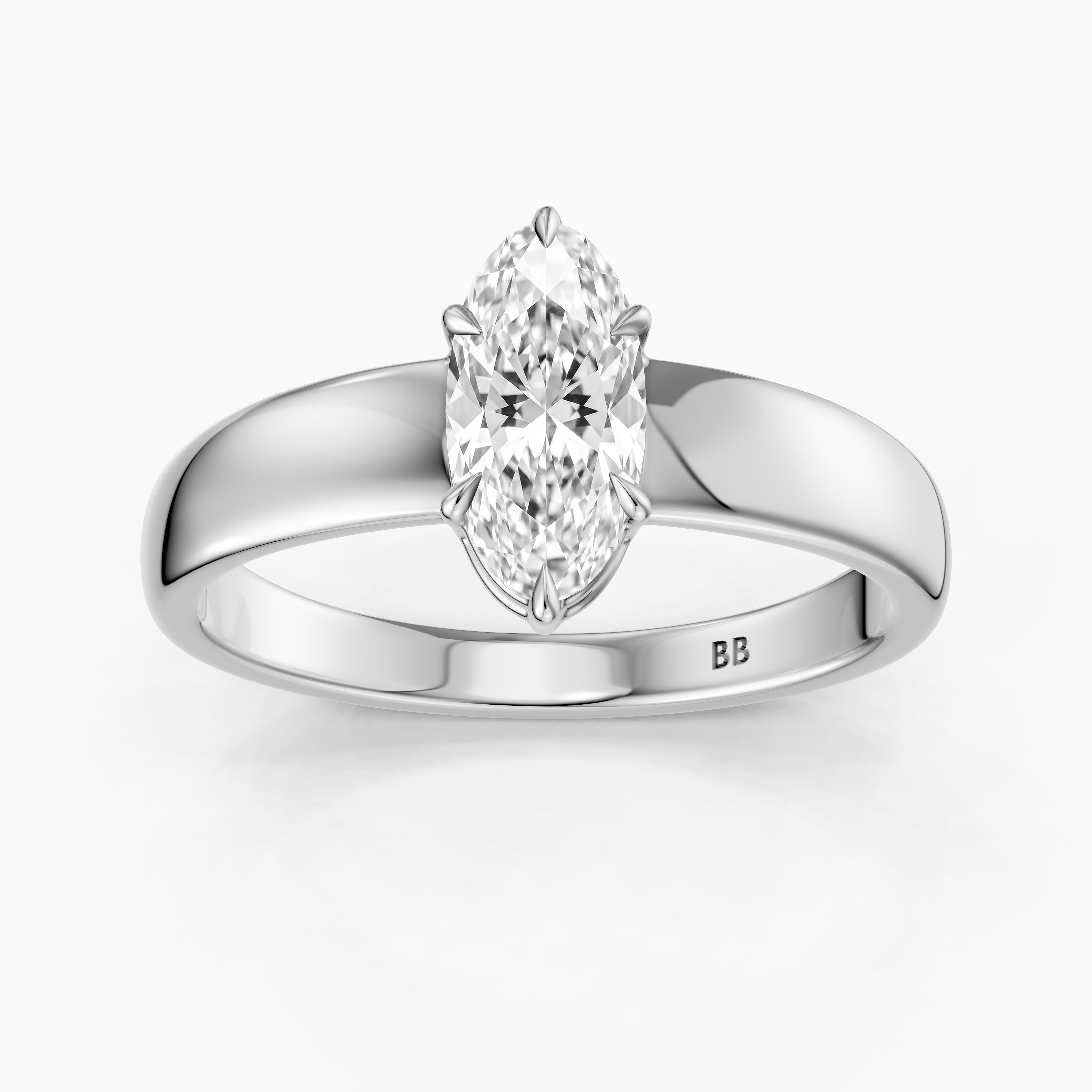 Cerys Moval Moissanite Diamond Solitaire Ring with Wide Band