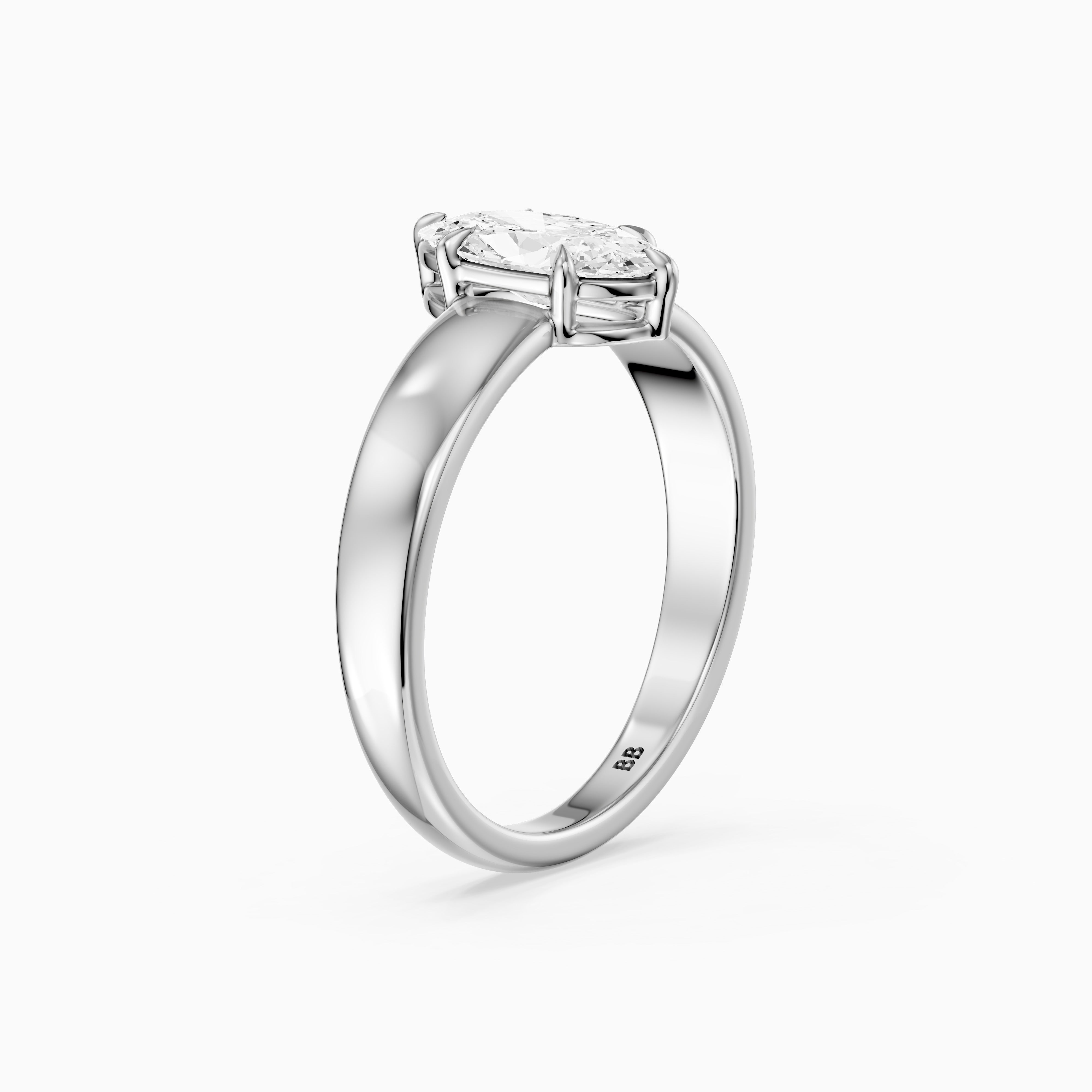 Cerys Moval Moissanite Diamond Solitaire Ring with Wide Band