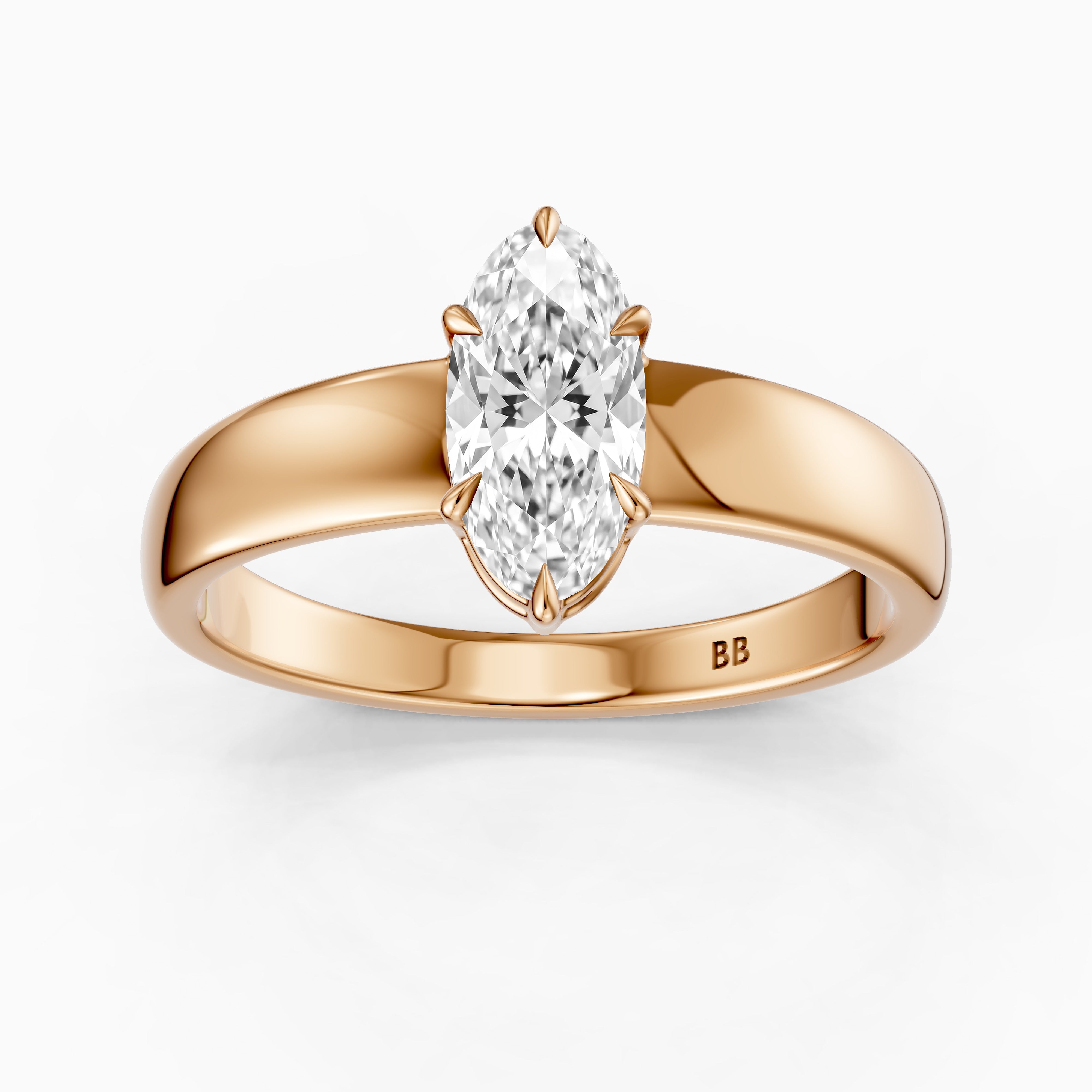 Cerys Moval Moissanite Diamond Solitaire Ring with Wide Band