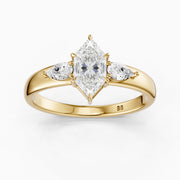 Reese Dutch Marquise Lab Grown Diamond Ring with Pear Side Stones