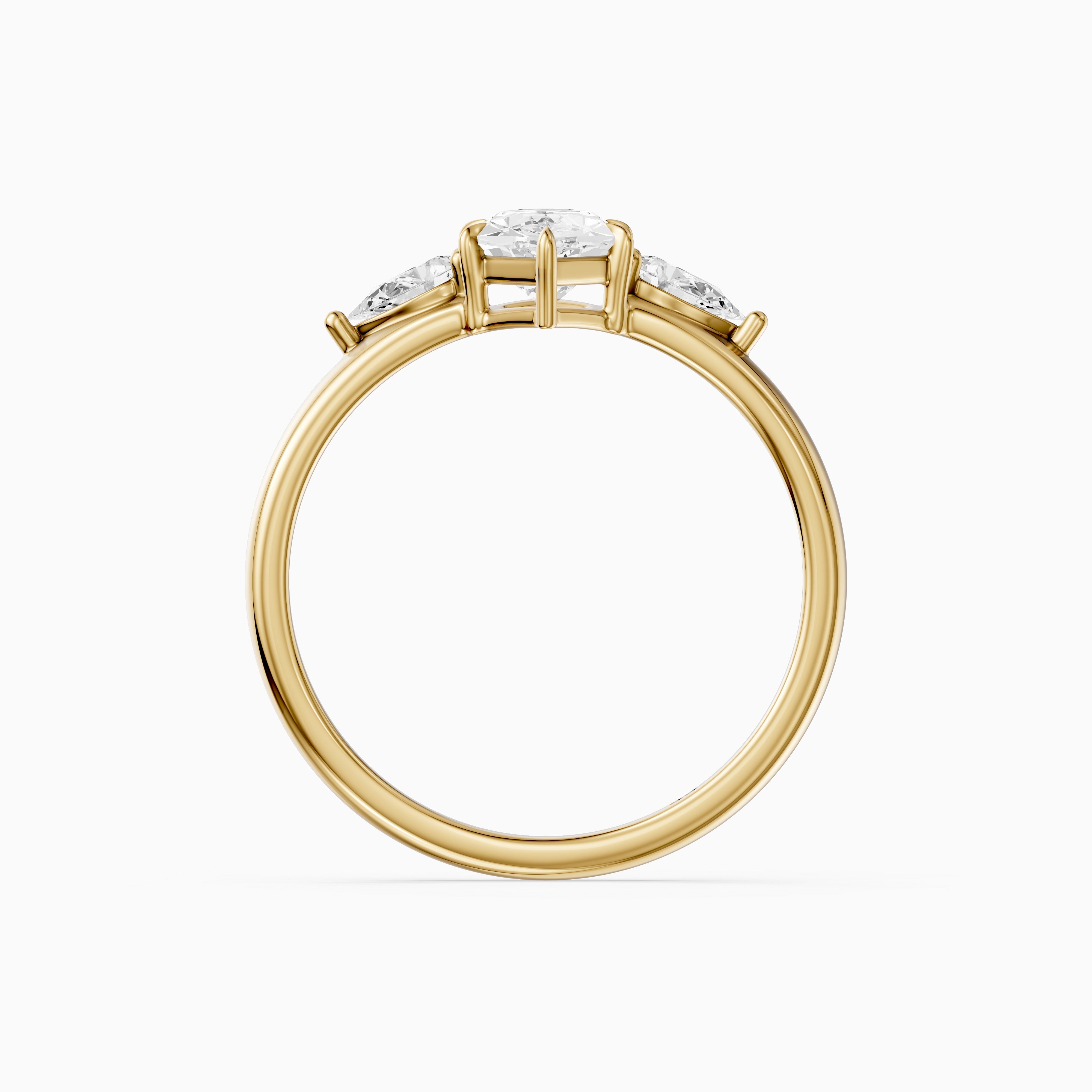 Reese Dutch Marquise Moissanite Diamond Ring with Pear Side Stones