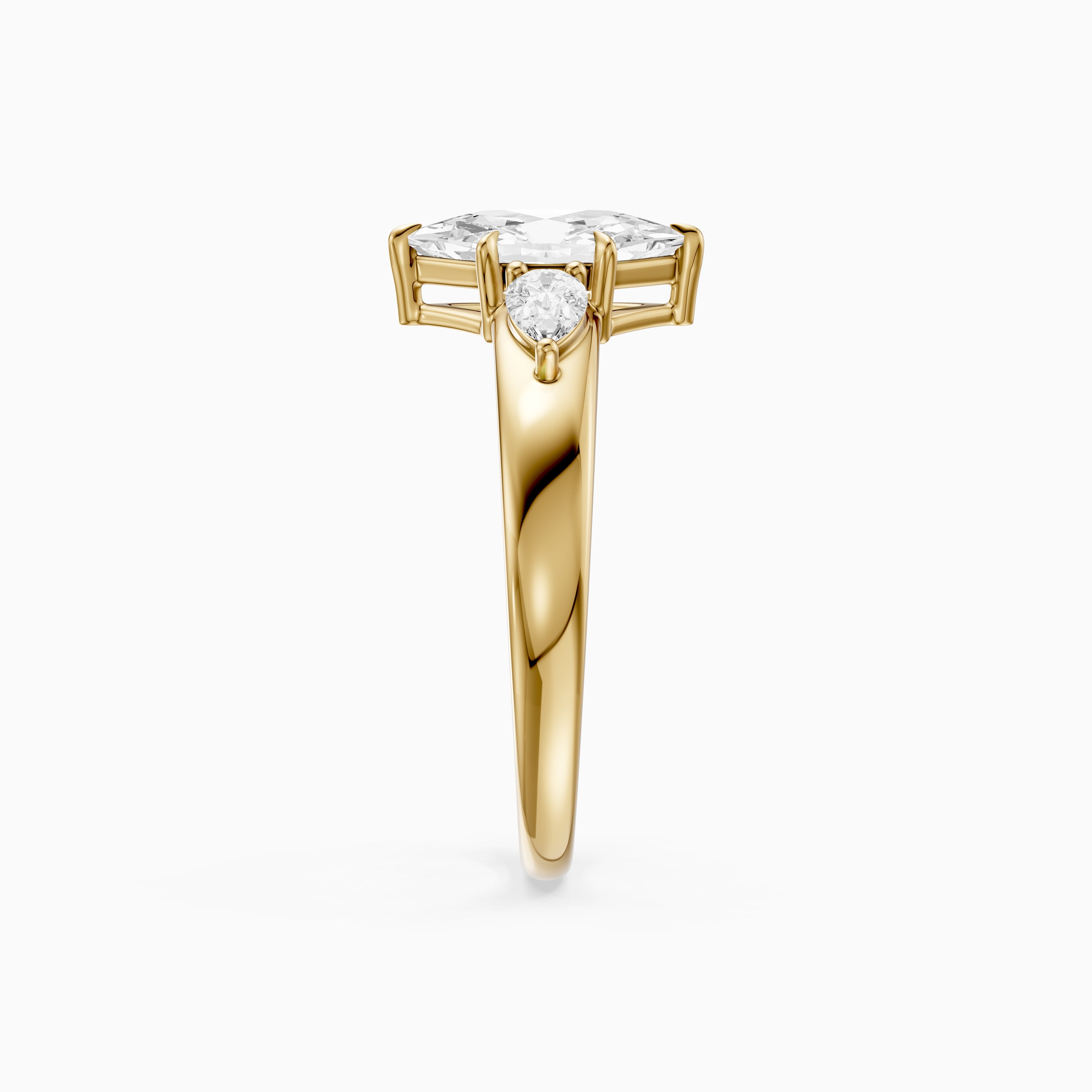 Reese Dutch Marquise Moissanite Diamond Ring with Pear Side Stones