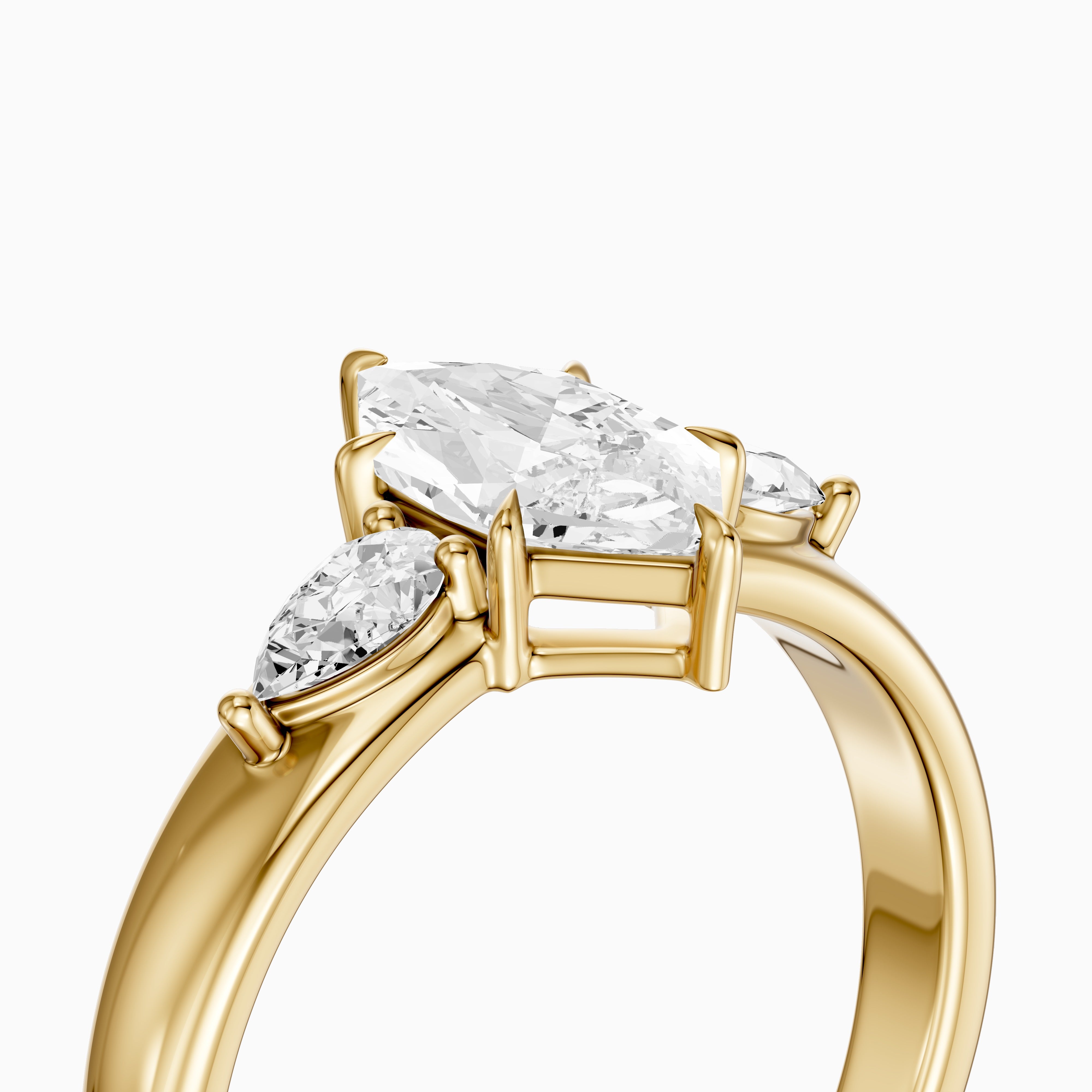 Reese Dutch Marquise Moissanite Diamond Ring with Pear Side Stones