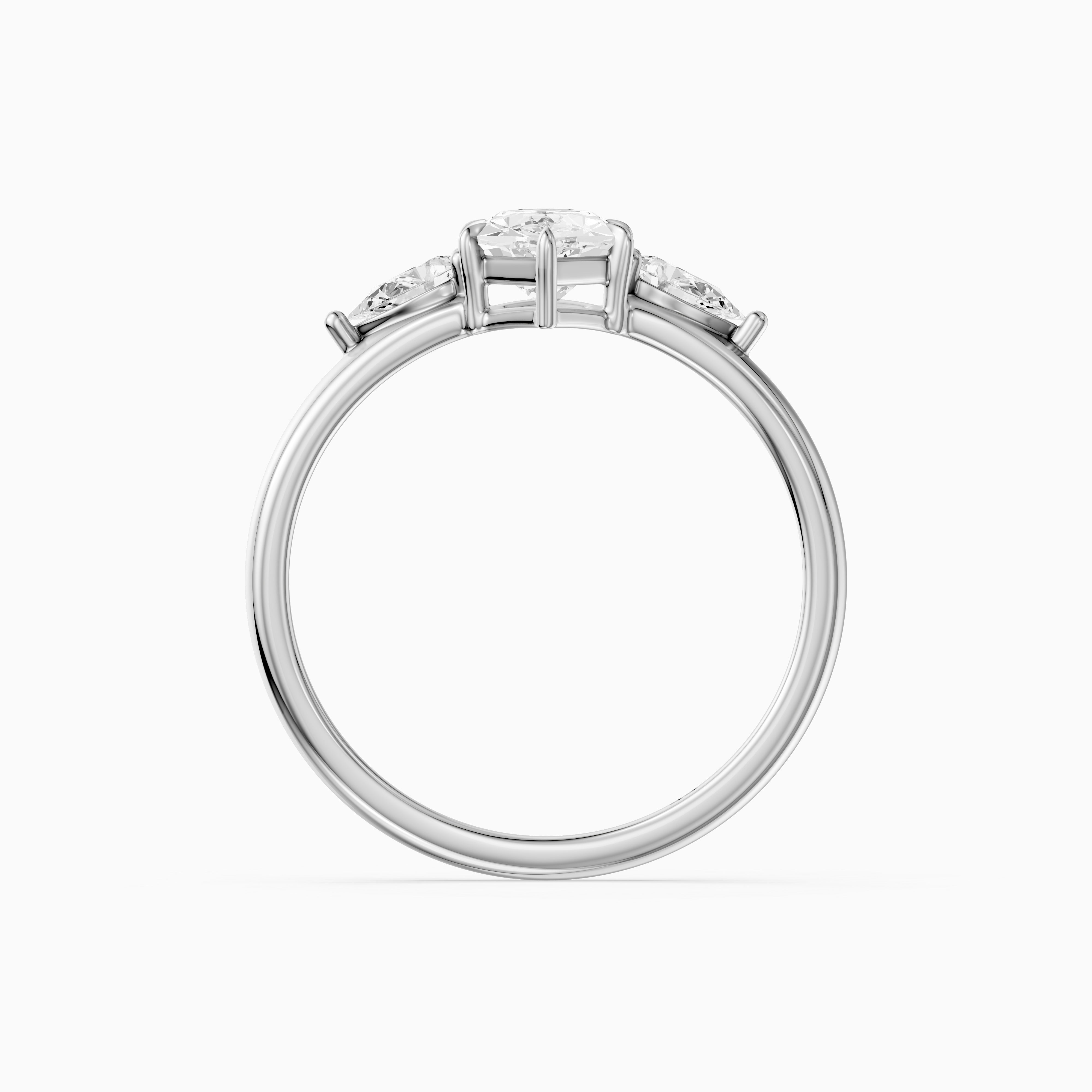 Reese Dutch Marquise Moissanite Diamond Ring with Pear Side Stones