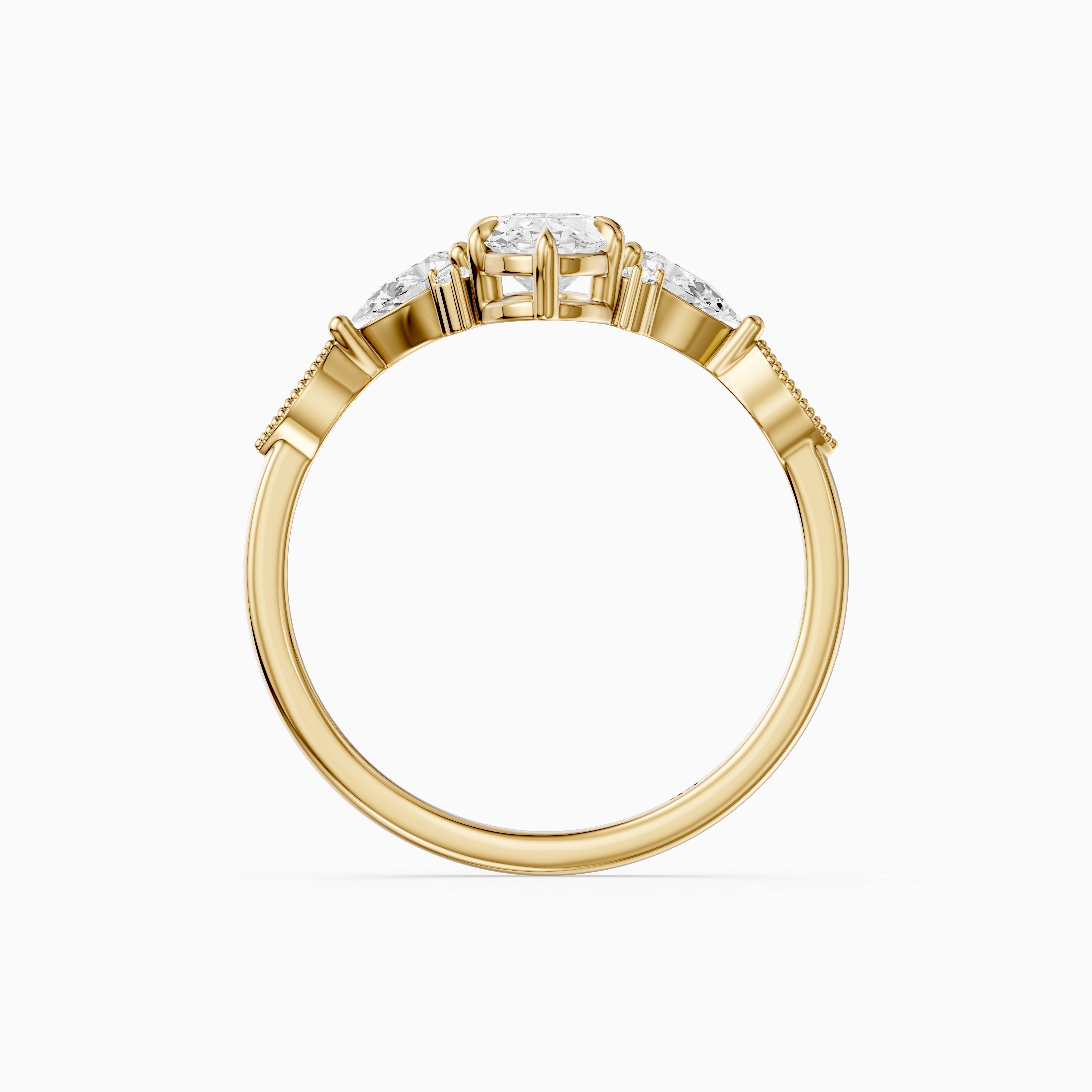 Abril Moval Moissanite Diamond Vintage Style Ring with Pear and Round Accents