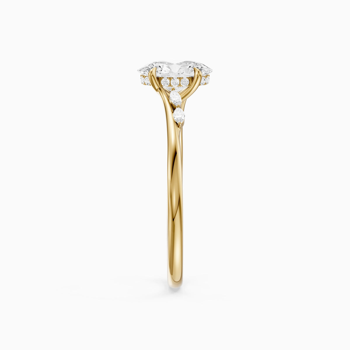 Oryn Oval Cut Hidden Halo Side Marquise Lab Grown Diamond Ring