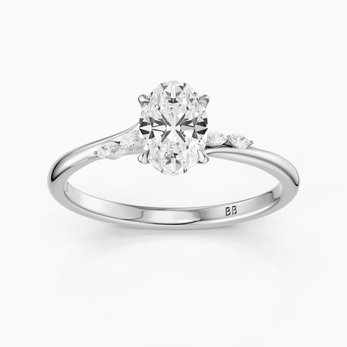 Oryn Oval Cut Hidden Halo Side Marquise Lab Grown Diamond Ring