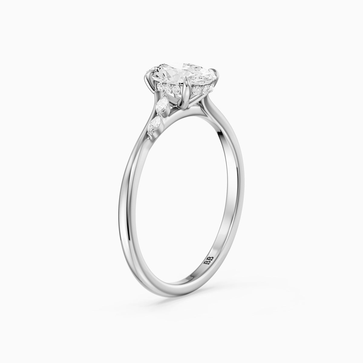Oryn Oval Cut Hidden Halo Side Marquise Lab Grown Diamond Ring