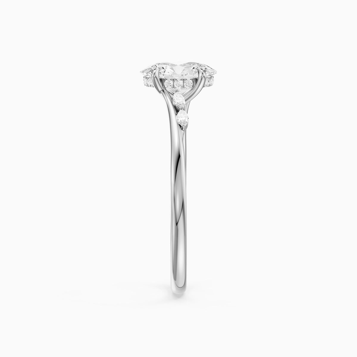 Oryn Oval Cut Hidden Halo Side Marquise Lab Grown Diamond Ring