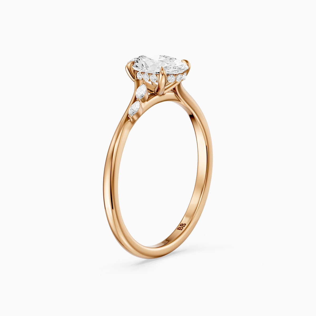 Oryn Oval Cut Hidden Halo Side Marquise Lab Grown Diamond Ring