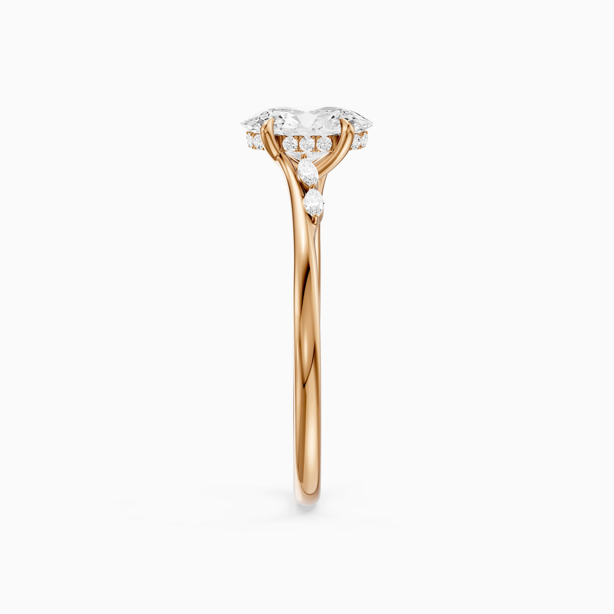 Oryn Oval Cut Hidden Halo Side Marquise Lab Grown Diamond Ring