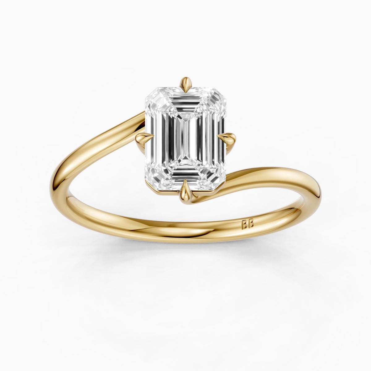 Vada Emerald Cut Solitaire Bypass Lab Grown Diamond Engagement Ring