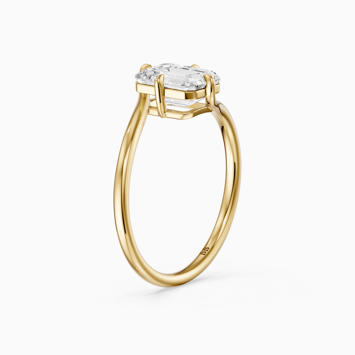 Vada Emerald Cut Solitaire Bypass Lab Grown Diamond Engagement Ring