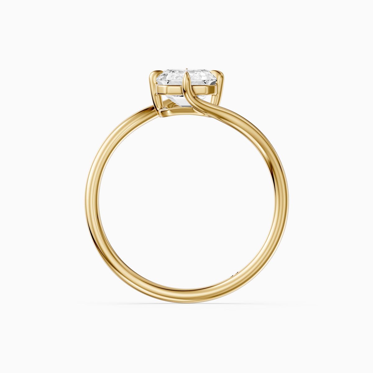 Vada Emerald Cut Solitaire Bypass Lab Grown Diamond Engagement Ring