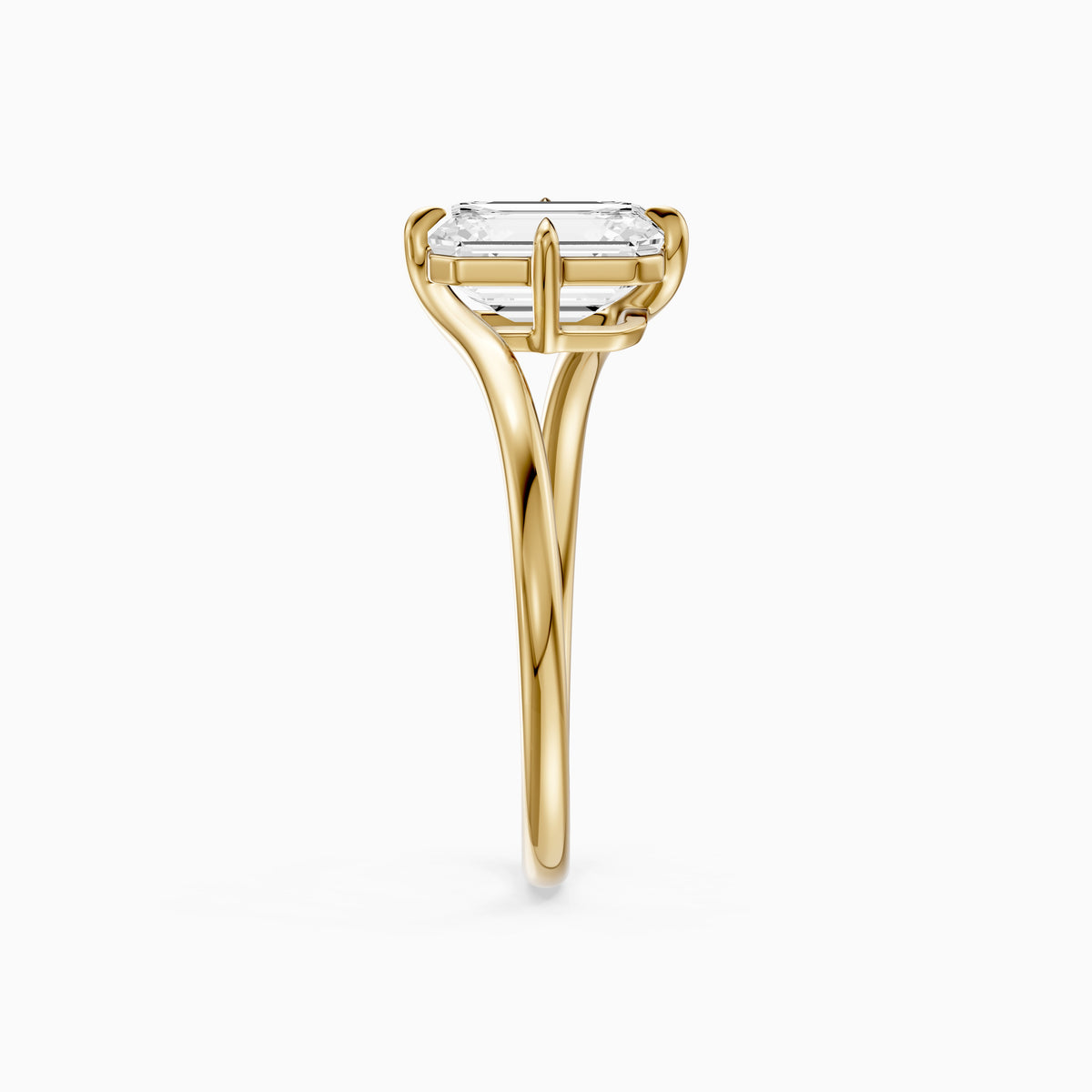 Vada Emerald Cut Solitaire Bypass Lab Grown Diamond Engagement Ring