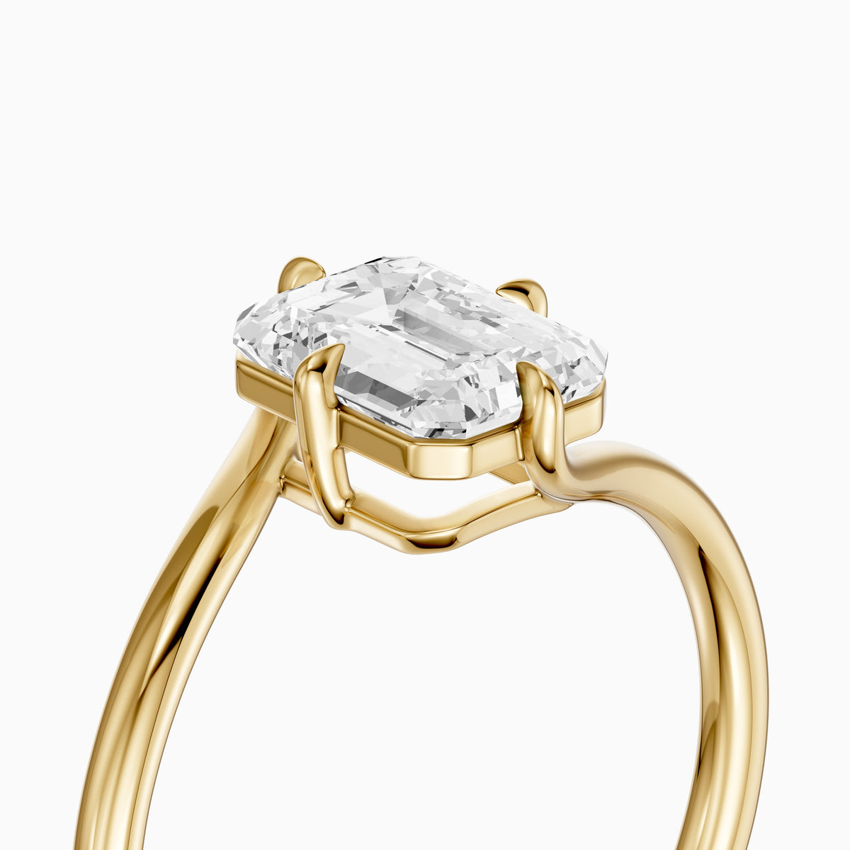 Vada Emerald Cut Solitaire Bypass Lab Grown Diamond Engagement Ring