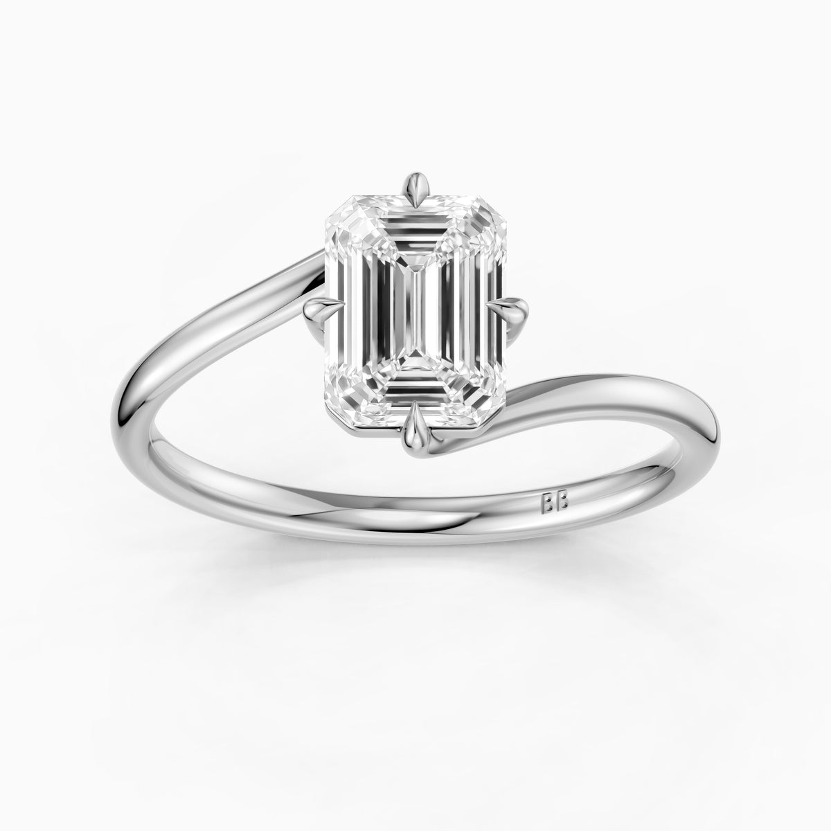 Vada Emerald Cut Solitaire Bypass Lab Grown Diamond Engagement Ring