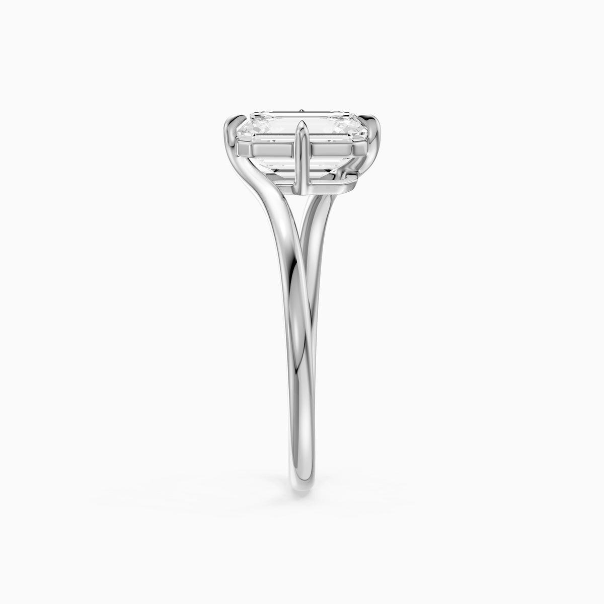 Vada Emerald Cut Solitaire Bypass Lab Grown Diamond Engagement Ring