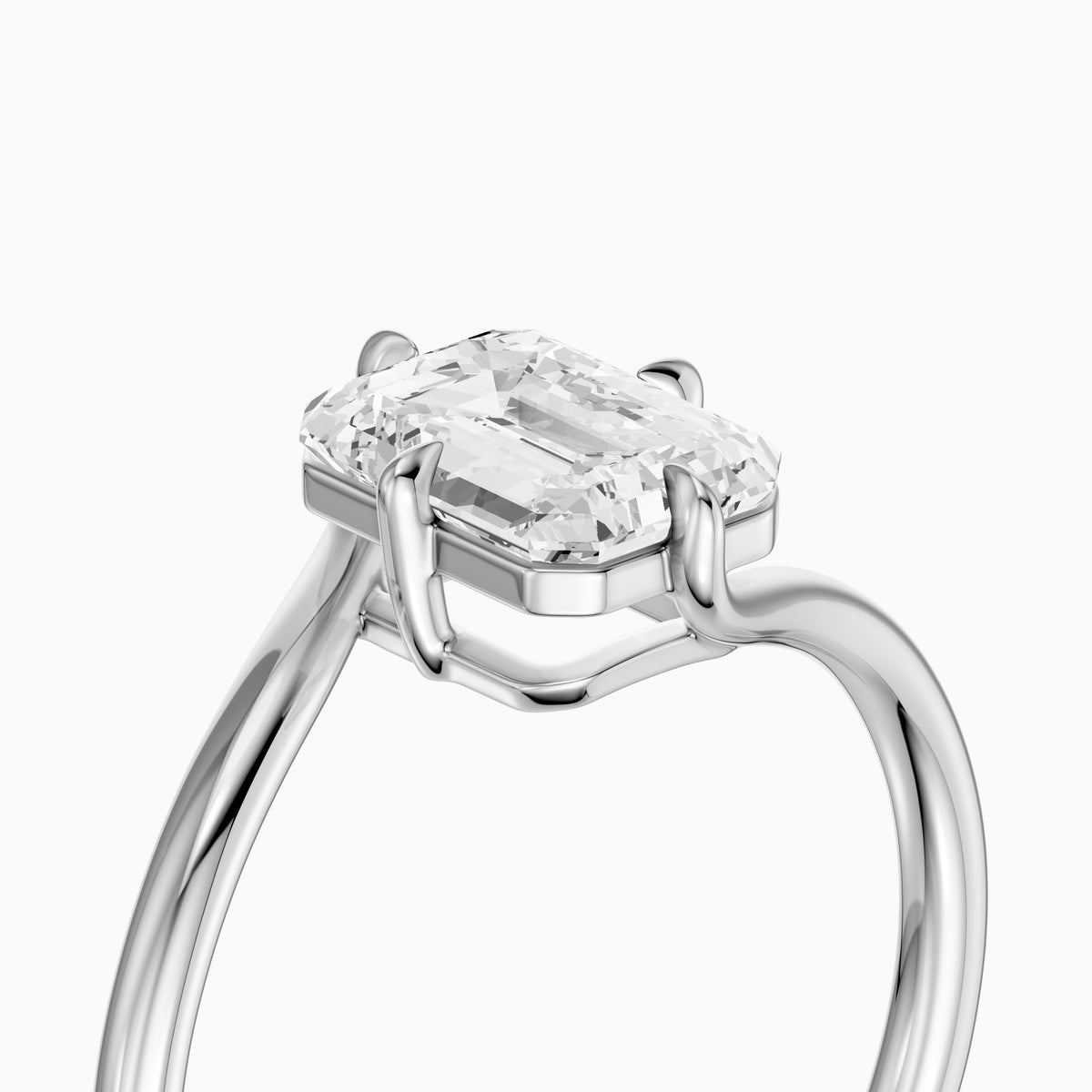 Vada Emerald Cut Solitaire Bypass Lab Grown Diamond Engagement Ring