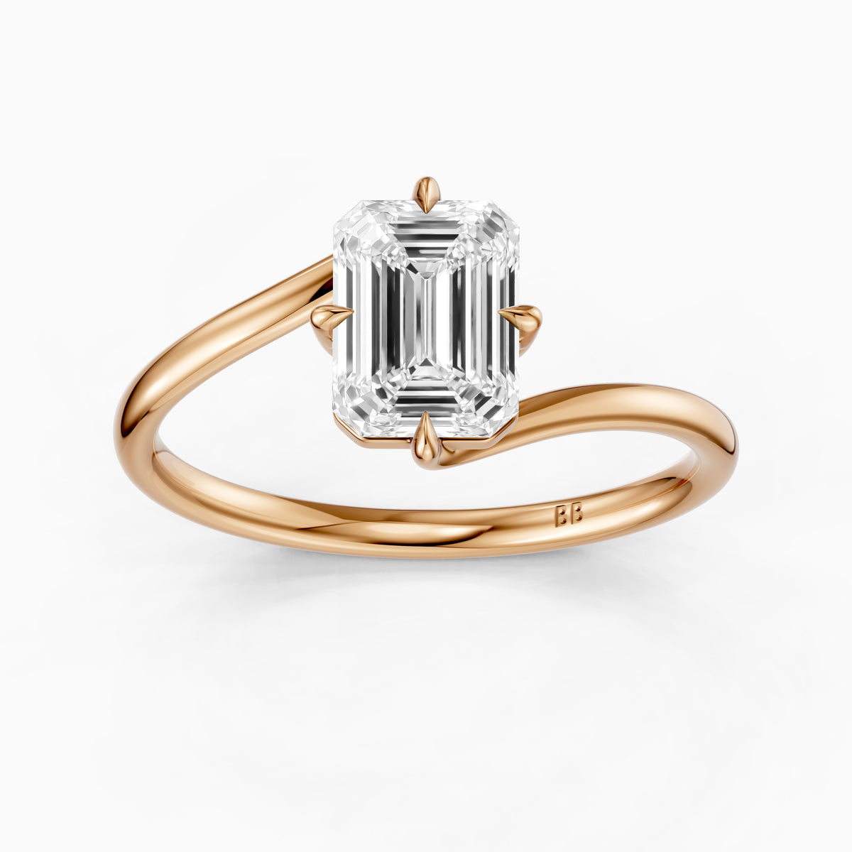 Vada Emerald Cut Solitaire Bypass Lab Grown Diamond Engagement Ring