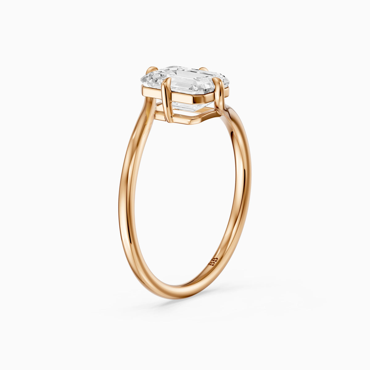 Vada Emerald Cut Solitaire Bypass Lab Grown Diamond Engagement Ring
