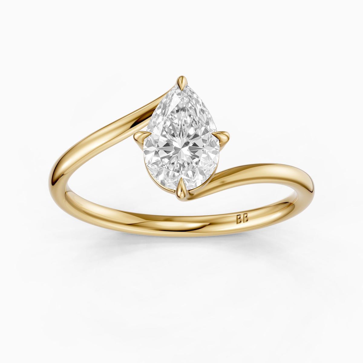 Kiva Pear Solitaire Bypass Lab Grown Diamond Engagement Ring