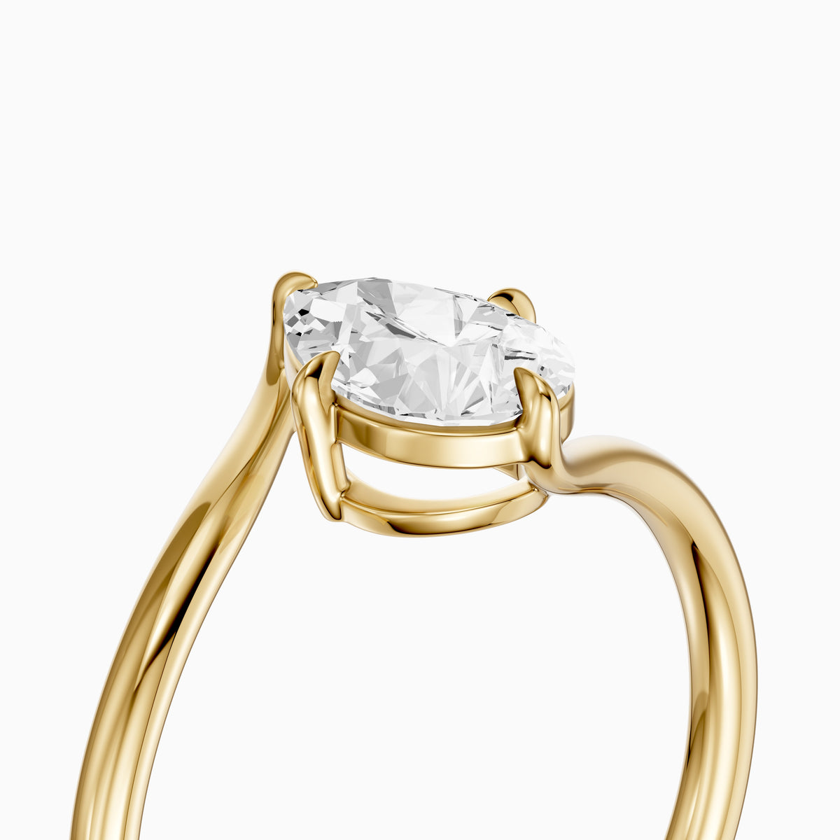 Kiva Pear Solitaire Bypass Lab Grown Diamond Engagement Ring