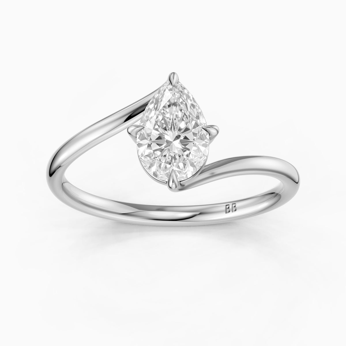Kiva Pear Solitaire Bypass Lab Grown Diamond Engagement Ring