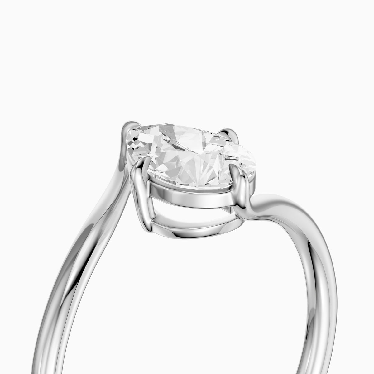 Kiva Pear Solitaire Bypass Lab Grown Diamond Engagement Ring