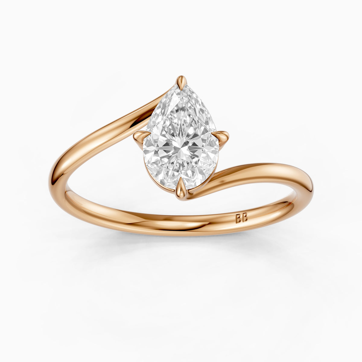 Kiva Pear Solitaire Bypass Lab Grown Diamond Engagement Ring