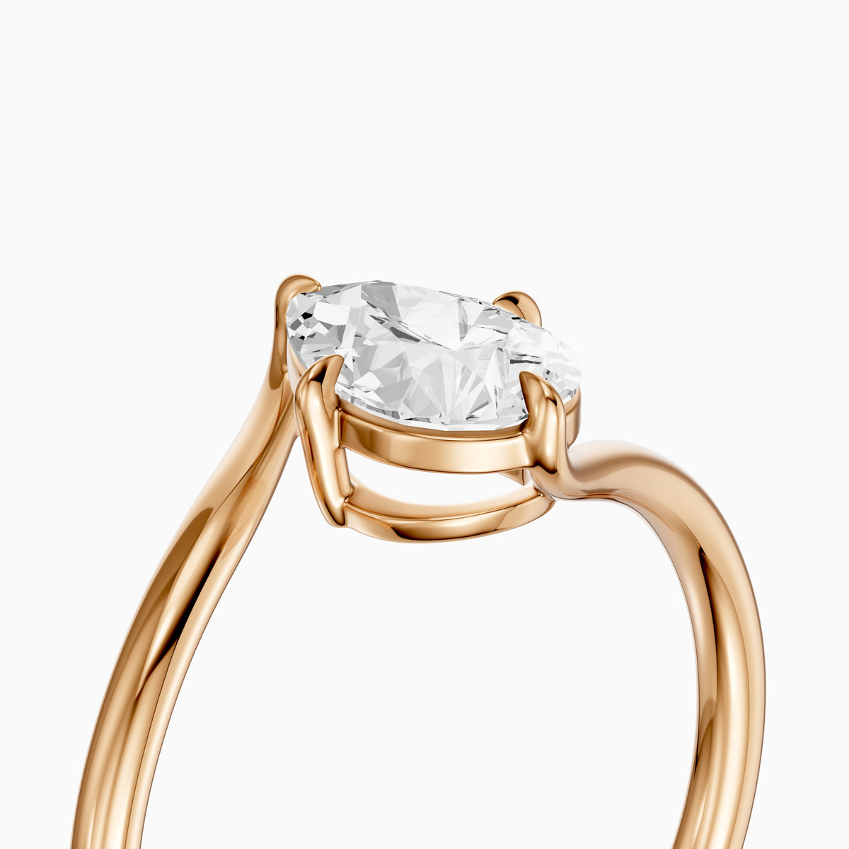 Kiva Pear Solitaire Bypass Lab Grown Diamond Engagement Ring