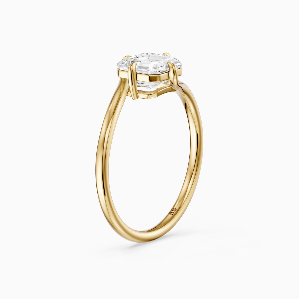 Oona Asscher Cut Solitaire Bypass Lab Grown Diamond Engagement Ring