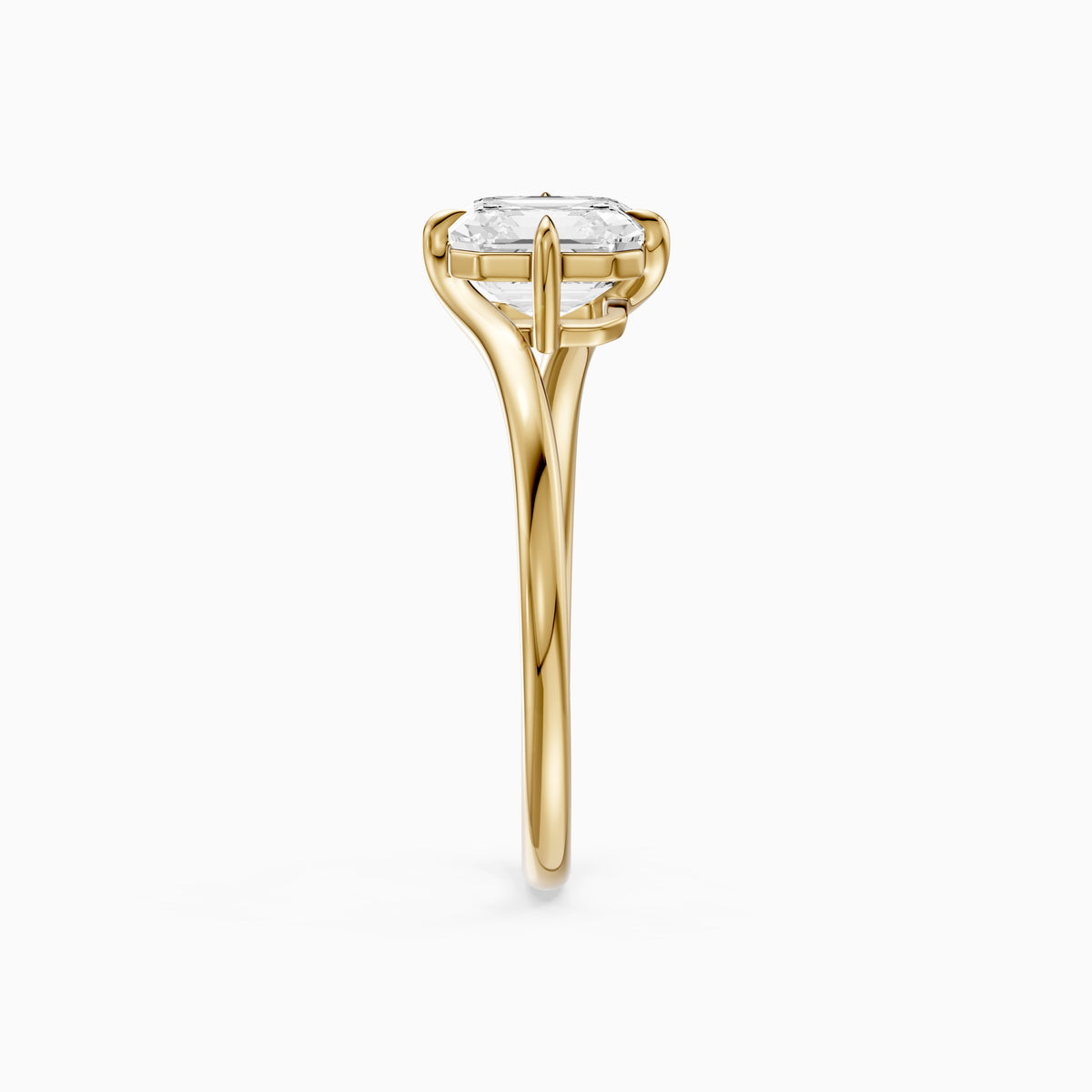 Oona Asscher Cut Solitaire Bypass Lab Grown Diamond Engagement Ring