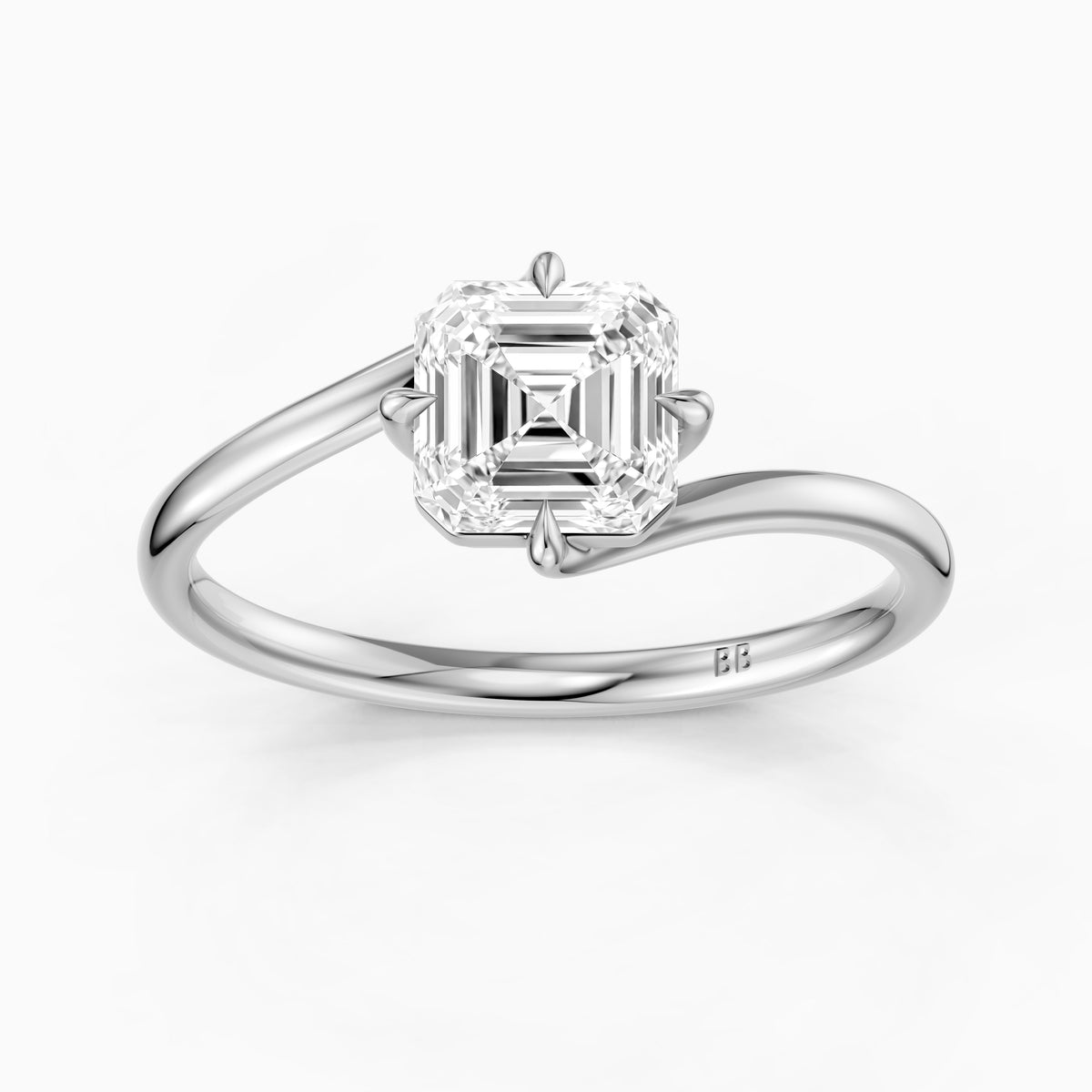 Oona Asscher Cut Solitaire Bypass Lab Grown Diamond Engagement Ring