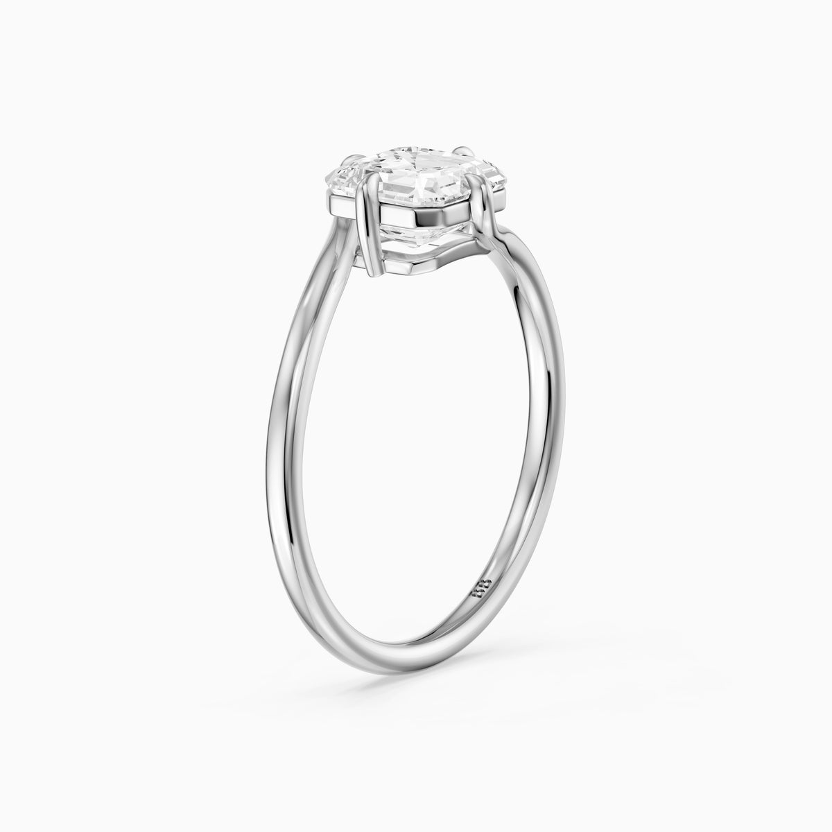 Oona Asscher Cut Solitaire Bypass Lab Grown Diamond Engagement Ring