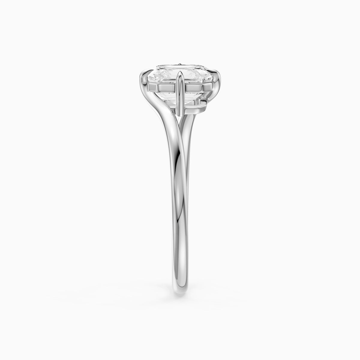 Oona Asscher Cut Solitaire Bypass Lab Grown Diamond Engagement Ring
