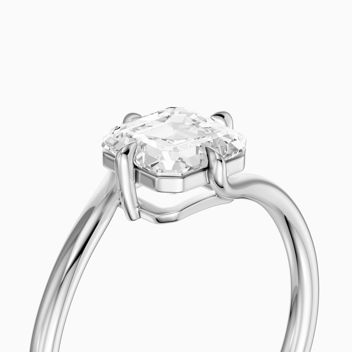 Oona Asscher Cut Solitaire Bypass Lab Grown Diamond Engagement Ring