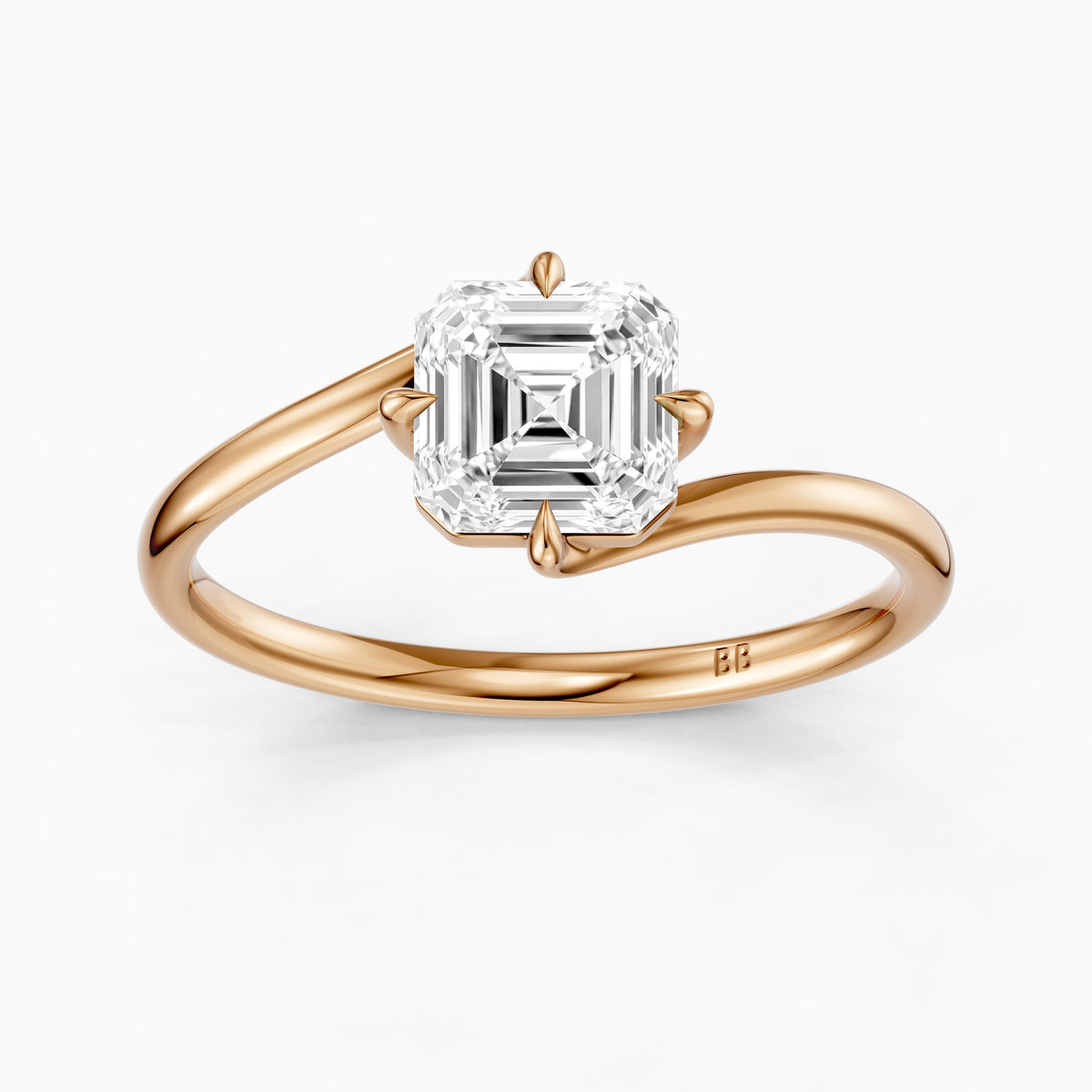 Oona Asscher Cut Solitaire Bypass Lab Grown Diamond Engagement Ring
