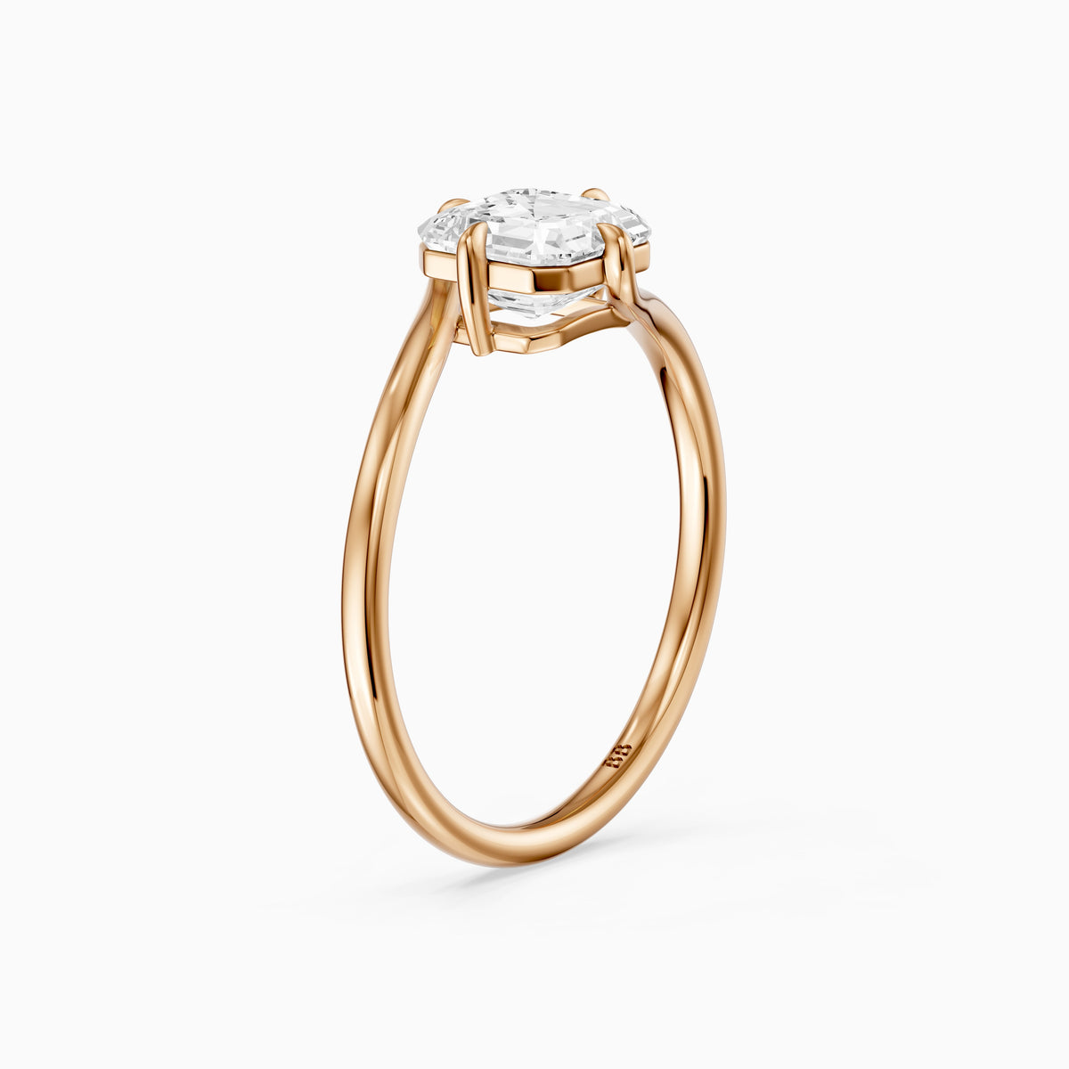 Oona Asscher Cut Solitaire Bypass Lab Grown Diamond Engagement Ring
