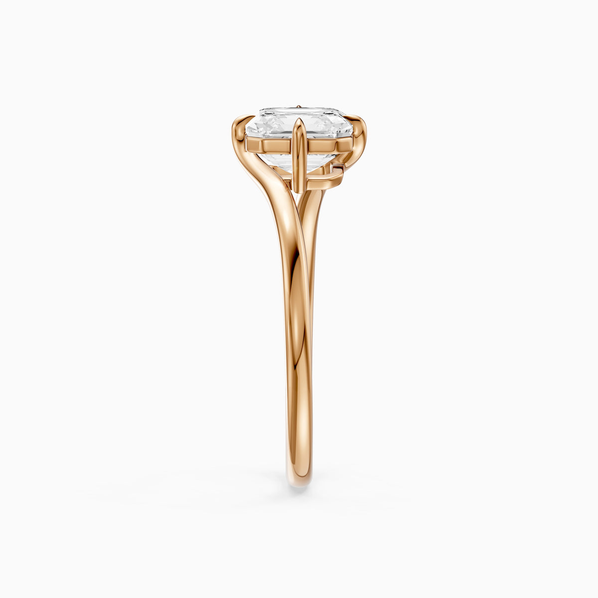 Oona Asscher Cut Solitaire Bypass Lab Grown Diamond Engagement Ring