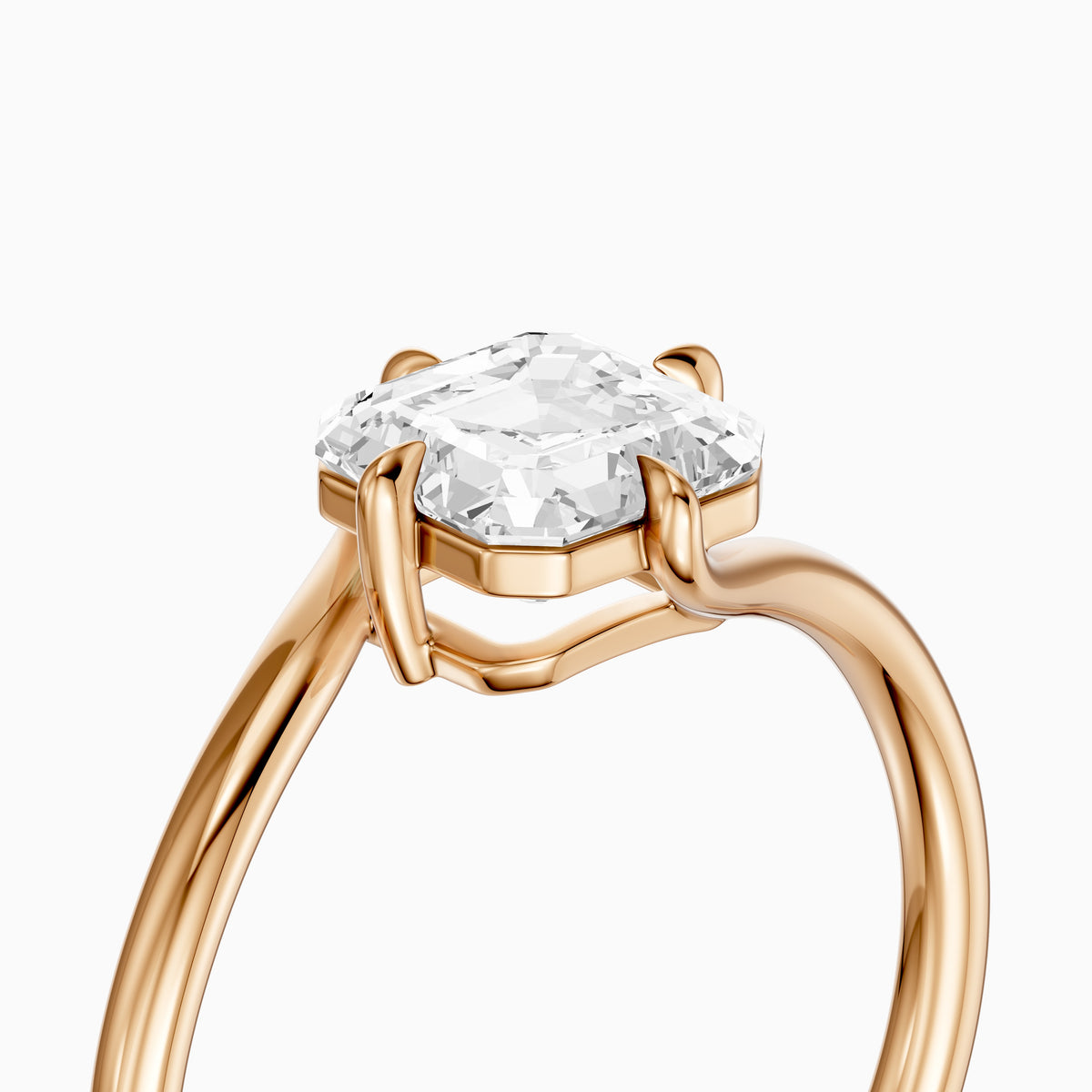 Oona Asscher Cut Solitaire Bypass Lab Grown Diamond Engagement Ring