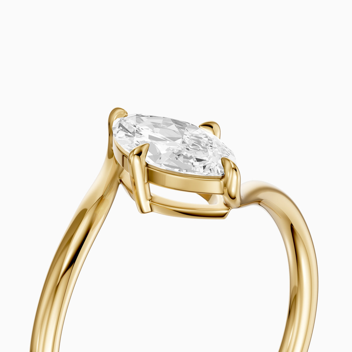 Ione Marquise Solitaire Bypass Lab Grown Diamond Engagement Ring