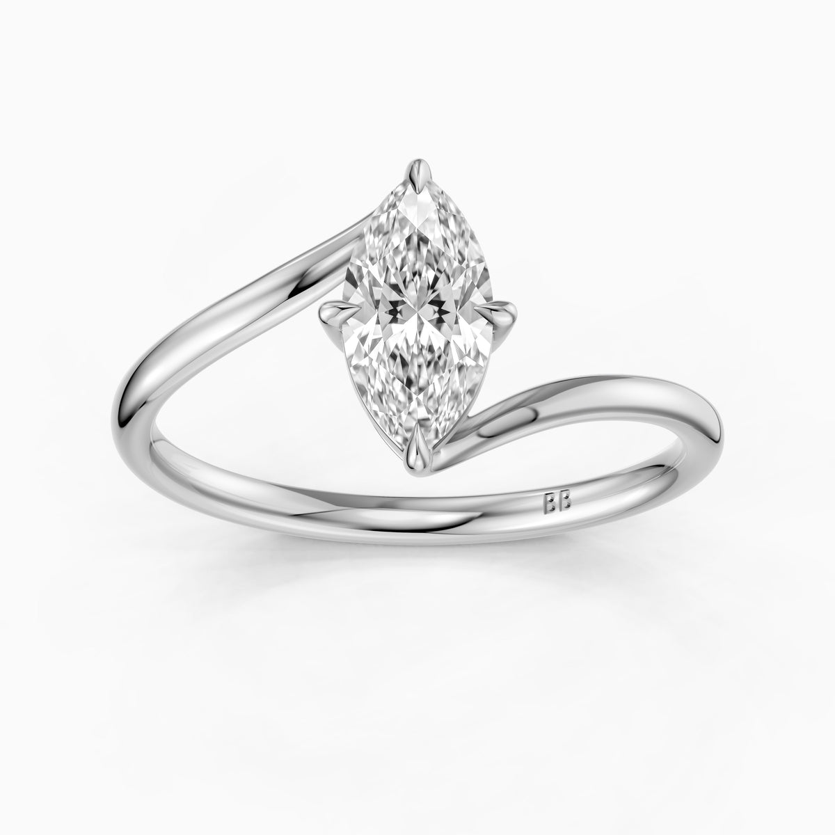 Ione Marquise Solitaire Bypass Lab Grown Diamond Engagement Ring