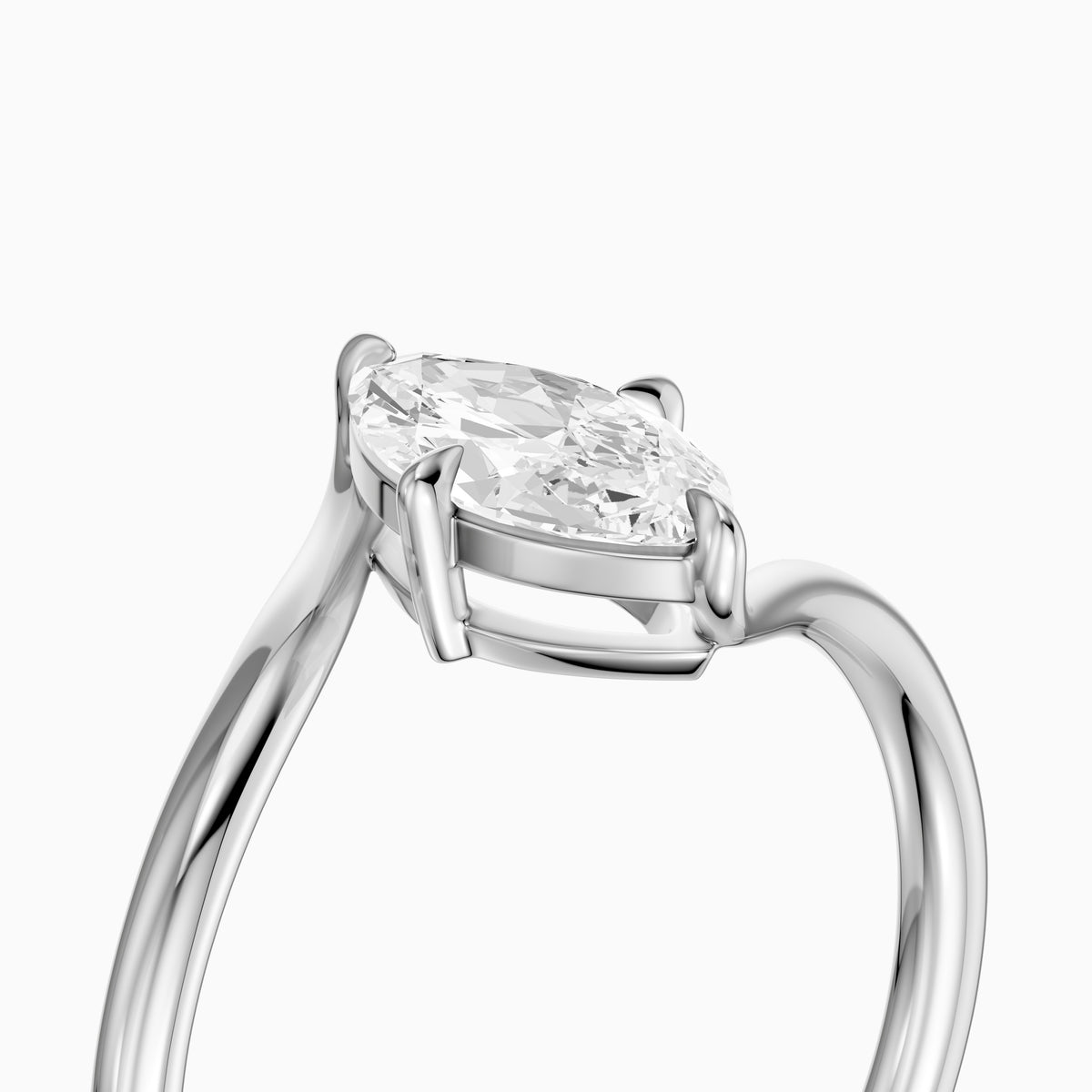 Ione Marquise Solitaire Bypass Lab Grown Diamond Engagement Ring