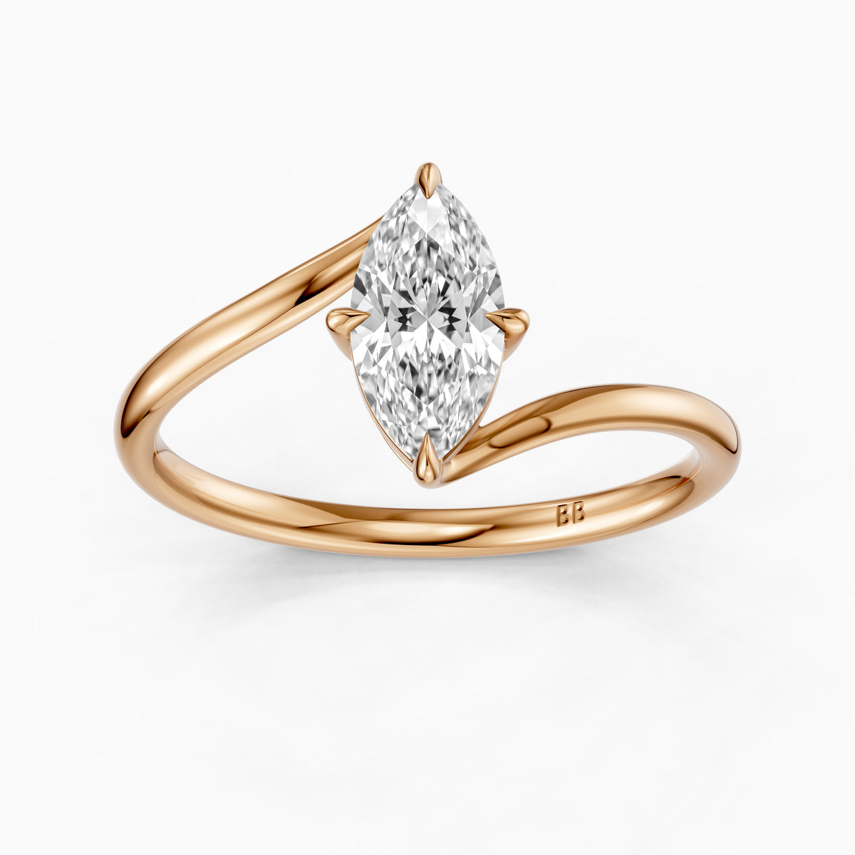 Ione Marquise Solitaire Bypass Lab Grown Diamond Engagement Ring