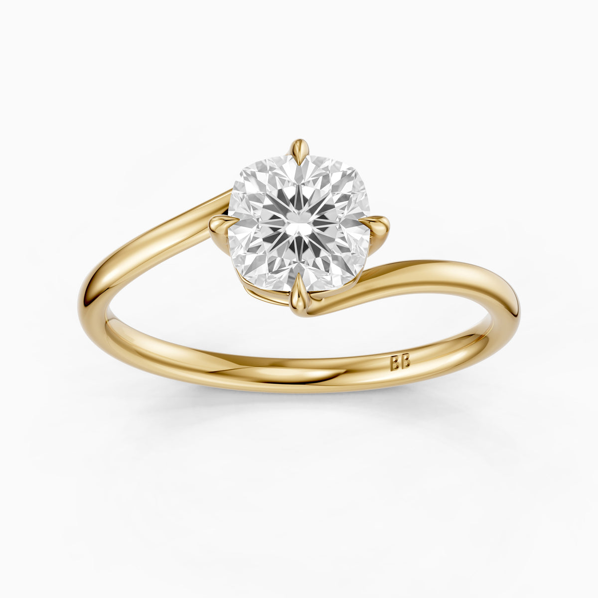 Zosia Cushion Solitaire Bypass Moissanite Diamond Engagement Ring