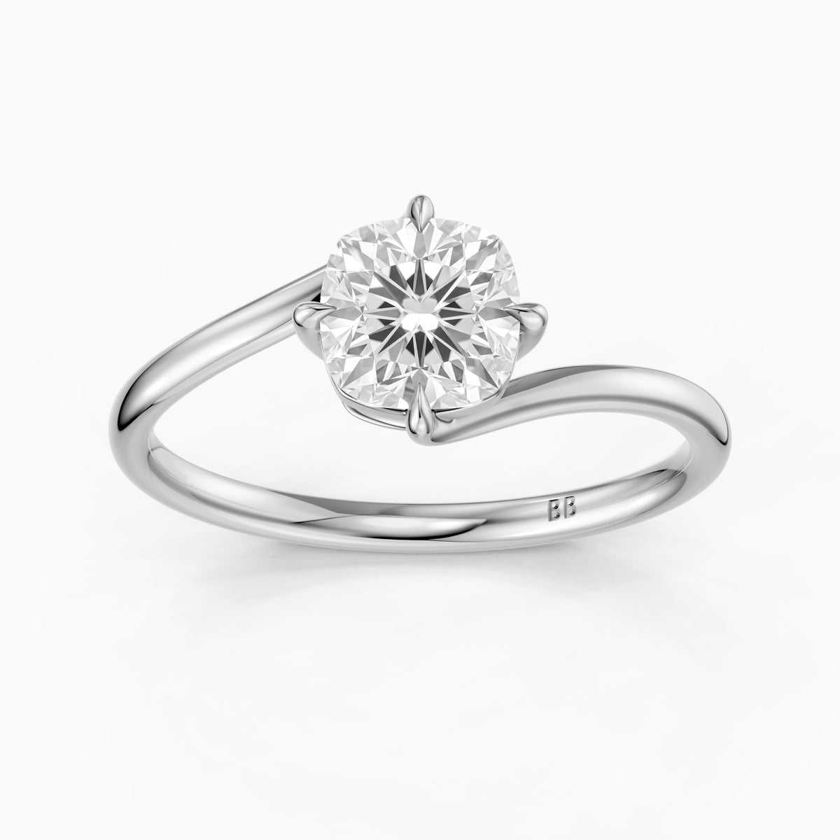 Zosia Cushion Solitaire Bypass Moissanite Diamond Engagement Ring