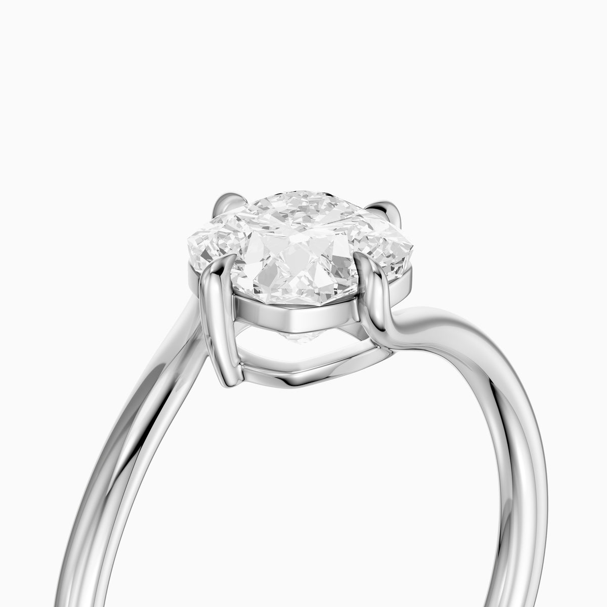 Zosia Cushion Solitaire Bypass Moissanite Diamond Engagement Ring