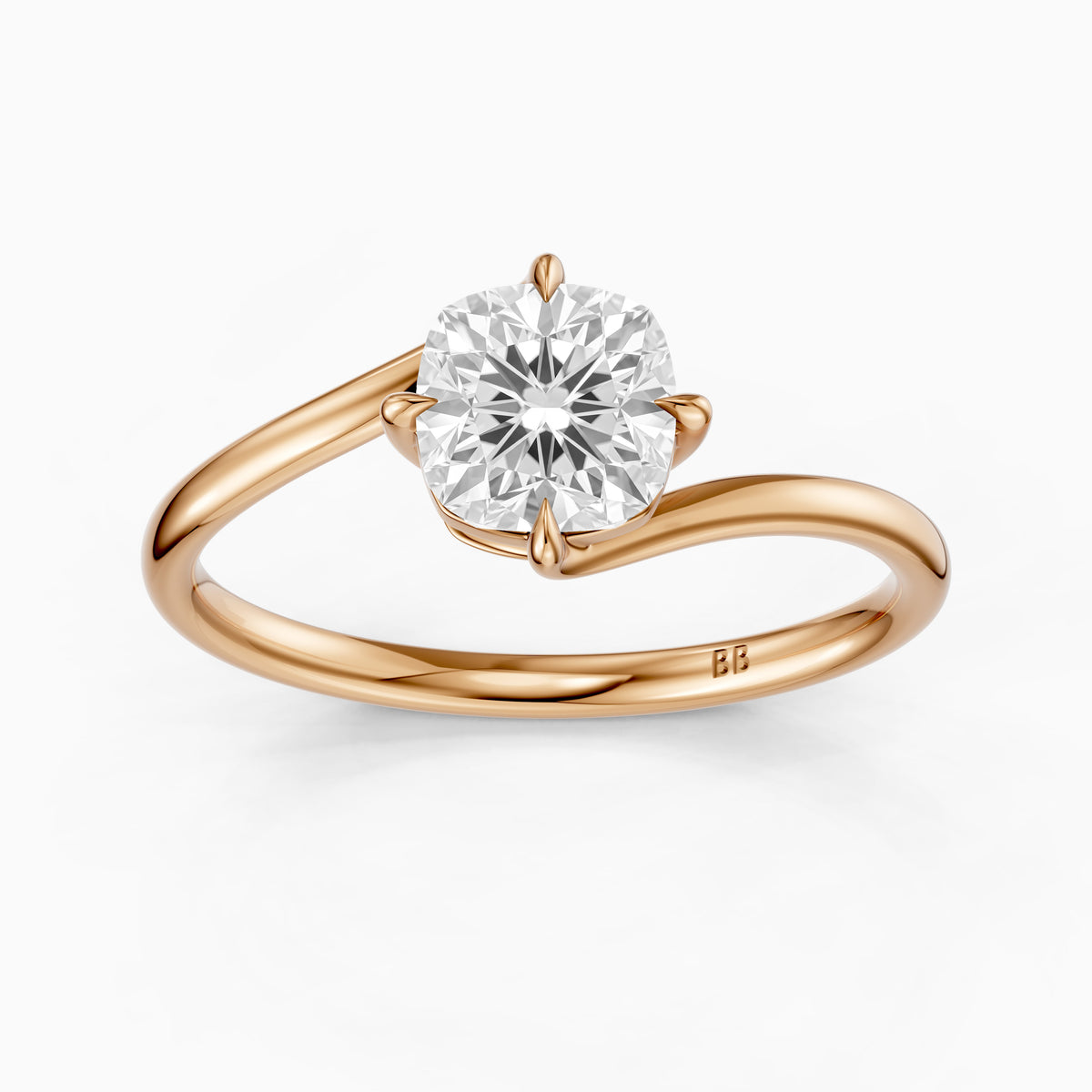 Zosia Cushion Solitaire Bypass Moissanite Diamond Engagement Ring